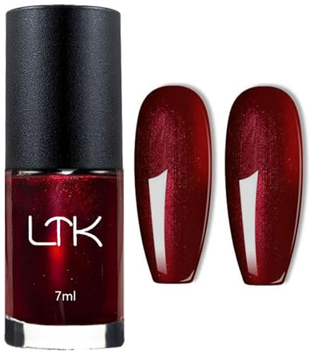 Red Nail Varnish - Glitter Nail Varnish Quick Dry - Chip Resistant & Shiny Burgundy Nail Polish - Shimmer Dark Red Nail Polish - Breathable nail polish Long Lasting for Nail Art DIY