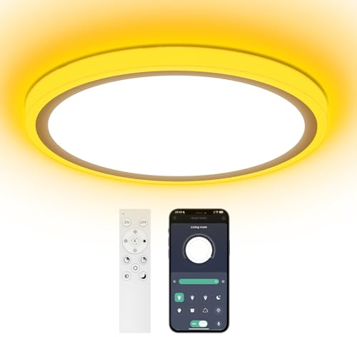 AIKVSXER 40cm LED Ceiling Light, 33W 5200LM Dimmable Ring Ceiling Light | 3000K-6500K,Night Light Mode,Remote Control,Timer&Memory Function,Round Flush Ceiling Lamp for Bedroom Kitchen Hallway