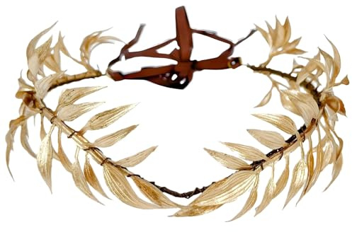Golden Greek Laurel Crown, King Crown Headband, greek goddess golden Leaf Crown, Metal Frame with Adjustable Ribbon Ties