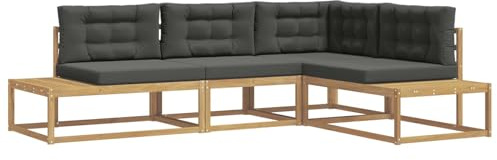 vidaXL Outdoor-Sofagarnitur Weiß 277,5 x 198,5 x 73 cm Polyester, Garten und Terrasse, modernes wetterfestes Sofa, Akazien-Sitzgruppe, Lounge-Möbel für entspannte Stunden