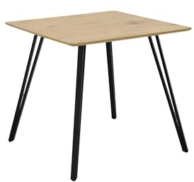 möbelando Esstisch Fiete 80x75x80 cm – Moderner Küchentisch in Eiche Optik/Schwarz – Platzsparend, Stabil & Pflegeleicht – Ideal für Esszimmer & Wohnküche