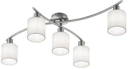 Trio Leuchten Deckenleuchte Garda 605400501, Nickel matt, E14, Stoffschirm Weiß, 44.2 x 75 x 22 cm