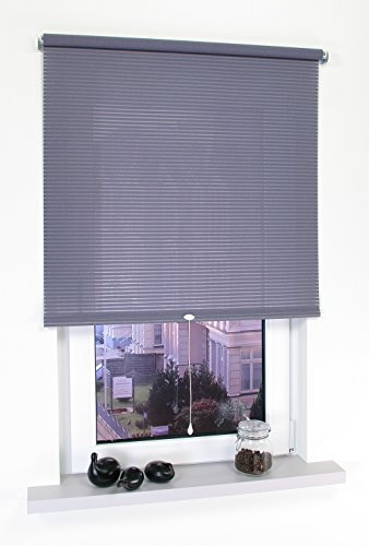 deko-raumshop Springrollo Mittelzugrollo Schnapprollo Fenster Rollo viele Größen Wandmontage Deckenmontage Stoff Blickdicht lichtdurchlässig Sonnenschutz Vorhang (60 x 180 cm, Streifen Dunkelgrau)