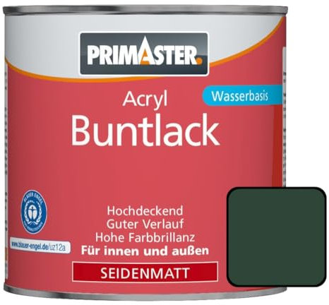 Primaster Acryl Buntlack 375ml Moosgrün Seidenmatt Wetterbeständig Holz & Metall