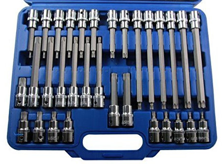 US PRO 1372 32 Piece Extra Long 1/2 Drive Torx Bit Socket Set, Blue