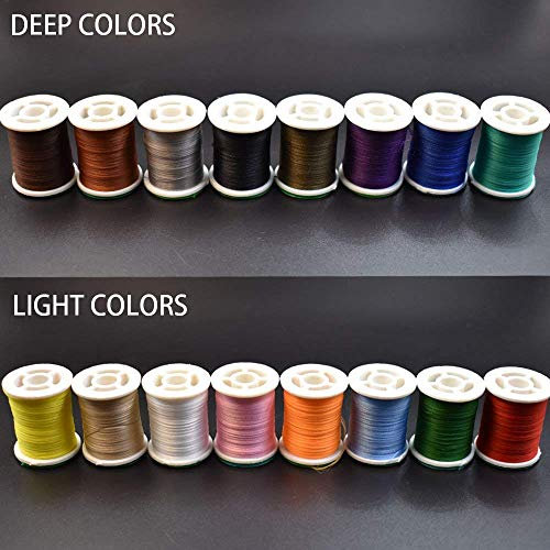 16 Spulen 150D Fliegen Binden Faden Fliegenbinden Material für Nymphe & Streamer (16 Farbe (8 Tiefe Farben+ 8 Helle Farben))