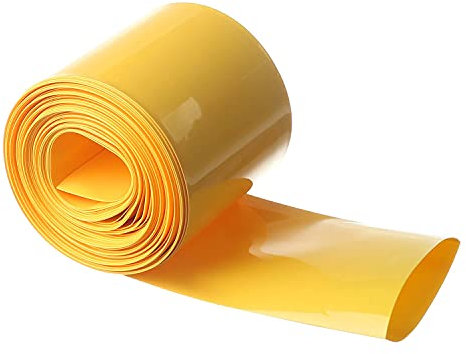 Othmro Confezione di batterie termorestringenti, lunghezza 10 m, larghezza 50 mm, tubo termorestringente in PVC per batteria 18650, giallo, 1 pezzo