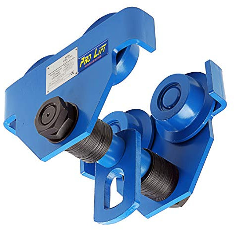 Pro-Lift-Werkzeuge Laufkatze 3000kg Rollfahrwerk mit Anschlagwinkeln Handfahrwerk Unterflansch 34 mm – 59 mm Flanschbreite Hallenkran Kettenzug 3 t Plain Trolley