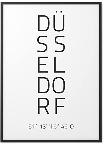 Papierschmiede® Geo Poster Koordinaten Düsseldorf, A1 Stadt Poster als Wanddeko für Wohnzimmer Schlafzimmer Küche Esszimmer, Ruhrgebiet Altstadt, Bild ohne Rahmen
