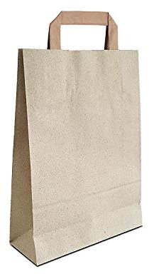 50 x Graspapier Taschen 22+08x30 cm | Tüten aus Altpapier und Graspapier | nachhaltige Papiertüten | umweltfreundliche Tragetaschen | HUTNER