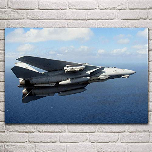 VVSUN US Navy F14 Tomcat Flugzeug Leinwand Gemälde Wohnzimmer Dekoration Home Wandkunst Dekor Stoff Poster, 60x90cm (kein Rahmen)