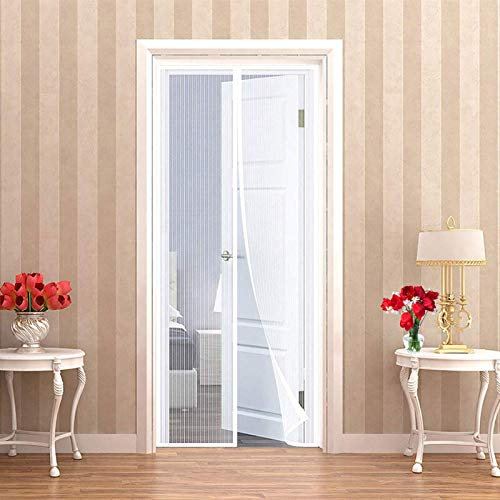WEIZON Magnetica per Zanzariera 120x230cm(47x91inch) con Calamita Moschiera Zanzariera Letto Totalmente Magnetica per Ingresso, Porte, Cortili, (Bianco)