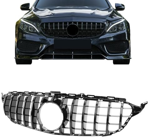 Calandra Griglia Centrale valida per Mercedes Classe C | 2014-2018 | Senza Fotocamera - Colore Nero (w205 s205 c205) Griglia centrale paraurti anteriore…