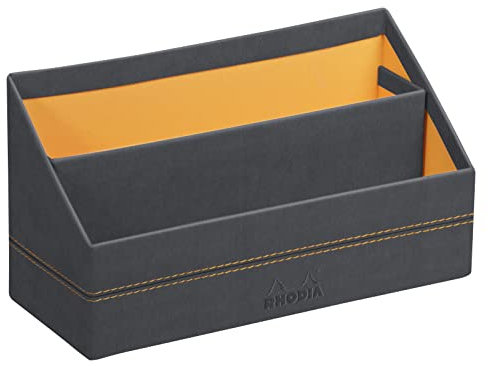 Rhodia 194602C - Briefablage 25x10x14cm, aus Kunstleder, elegant und praktisch, 1 Stück, Titanium