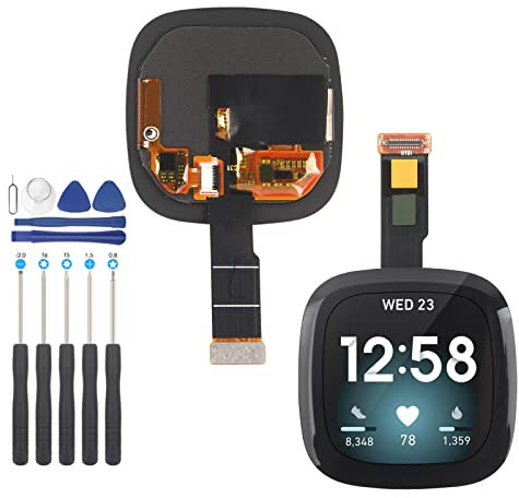 YWLRONG Ersatzdisplay für Fitbit Versa 3 FB511 / Fitbit Sense FB512 Uhr, LCD-Display, Touchscreen-Digitizer mit Werkzeug, Schwarz