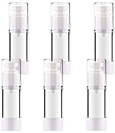JamHooDirect 30ml Airless Pump Bottle Refillable Empty Clear Bottle Travel Containers/Vacuum Press Pump Bottles With Funnel and Label for Perfume Liquid Makeup Tool (6Pcs)