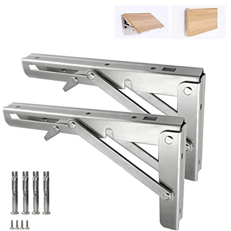 2 Stück Klappkonsole Schwerlast Edelstahl,Schwerlastkonsole Klappbar,Klappkonsole Schwerlastträger Wandhalter für Bänke Regale,Tragkraft 150kg,für Garage Wanddekoration (150mm/6in)