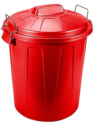 Acan Tradineur - Cubo de Basura con Asas metálicas, plástico, contenedor de residuos, Papelera con Tapa, Reciclaje, Industrial, Fabricado en España (Rojo, 51 litros)