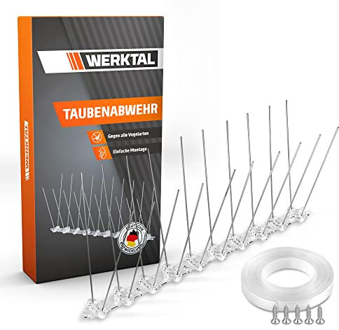 WERKTAL Taubenabwehr Spikes - Effektive Vogelabwehr aus langlebigem Edelstahl [3 Meter] - Tierfreundliche Taubenabwehr Balkon & Fenster - Werkzeugslose Montage Dank Nanotape - Gegen alle Vogelarten