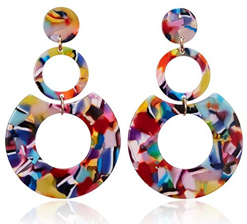 DAOMEI Mode-acryl-ohrclips Langer Geometrischer Quadratischer Kreis Ohne Piercing-ohrclips Für Frauen