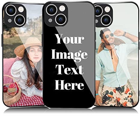 AnNengJing Personalized Photo Phone case for iPhone 14 6.1 Custom HD Glass Effect Cover for iPhone 14 6.1 - Design Your Own Phone Case with Image Text and Logo