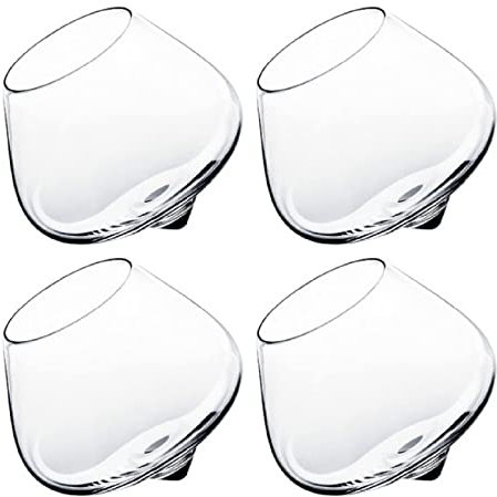 Bicchieri Inclinati, Bicchiere Rotante da Whisky, Vintage Tumbler Bicchieri Vino Senza Stelo per Cocktail Liquore Rum Borgogna Brandy, per la Festa del Papà da Uomo Unico,4pcs