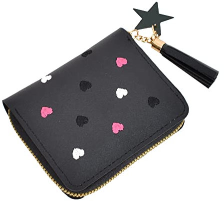 Zimoer Portemonnaie Damen Klein, Klein Portemonnaie Damen Pu Leder, Portemonnaie Damen Klein, Mini Portmonee Damen, Portemonnaie Damen Klein Leder Für Frauen (Schwarz)