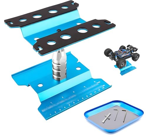 Craznick RC Car Work Stand Aluminium Reparatur Workstation 360 Grad Rotation Lift + Schraubenablage für 1/8 1/10 1/12 1/16 1/18 Traxxas TRX4 Axial Arrma Redcat Losi RC Crawler Monster Truck Buggy Blau