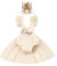 Bébé Filles Mon 1er Premier Anniversaire Robe Tutu Manches Volants Dentelle Barboteuse Photographie Tenue Bandeau à Couronne Cadeau Abricot 12-18 Mois