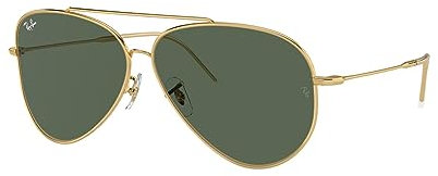 Ray-Ban Gafas de sol RBR0101S Aviator Reverse 001/VR Unisex Color Oro Cristal Verde Talla 59 mm