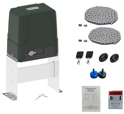 GATEXPERT Kit de operador de puerta corredera automática con 2 controles remotos puertas deslizantes de hasta 1100 libras y motor de puerta accionado por cadena de 40 pies de largo SL500DCL (150 W)