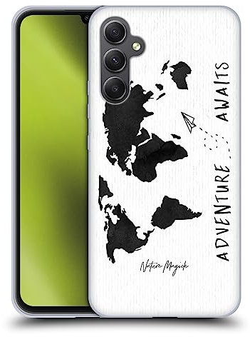 Head Case Designs Offizielle Nature Magick Minimal Maps Quote Adventure Awaits World Map 2 Soft Gel Handyhülle Hülle kompatibel mit Samsung Galaxy A34 5G