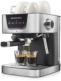 Tescoma PRESIDENT Espressomaschine I Individuell Einstellbar für Perfekte Kaffeespezialitäten I Heißdampf- und Heißwassererzeuger I Tassenwärmer -I Aus Edelstahl, Metall & Robustem Kunststoff escoma