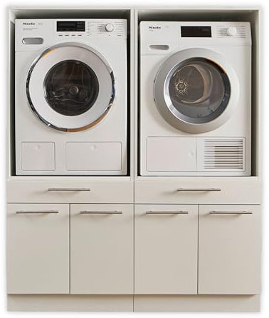 LAUNDREEZY 2x Waschmaschinenschrank, Weiß - Waschmaschinen-Überbauschrank TÜV-zertifiziert mit viel Stauraum - 135 x 162 x 67,5 cm (B/H/T)