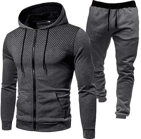 Tuta Uomo Completo Felpa Con Cappuccio Due Pezzi Set di Tuta da Uomo e Donne Felpa e Pantalone Set Tracksuit Tute da Ginnastica Suit Felpata Invernale Tuta Abbigliamento Sportiva (Z2-Grey, S)