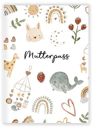 Mutterpasshülle | Schutzhülle für den deutschen Mutterpass | Geschenkidee zur Schwangerschaft (ohne Personalisierung, Boho Tiere)