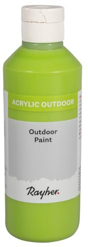 Rayher Outdoor Paint Acrylfarbe, apfelgrün, Flasche 250 ml, auf Wasserbasis, hochpigmentierte Acrylfarbe, ideal für den Außenbereich, wetterfest, witterungsbeständig, Outdoor-Farbe, 35071416