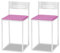 ASTIMESA - Taburetes de Cocina Tapizado con Respaldo - Estructura Sólida - Estructura Blanca y Asiento en Polipiel - Color del Asiento: Rosa. Contenido: 2 Unidades. Medidas: 35 x 35 x 64 cm