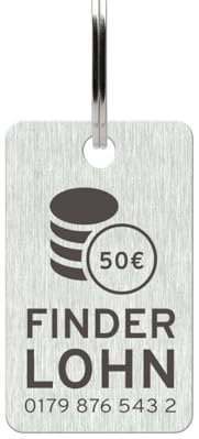 Kartenmachen.de Personalisierter Edelstahl Dogtag Schlüsselanhänger inkl. Lasergravur mit Schlüsselring - Finderlohn