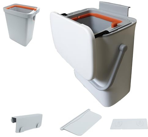 Rwoze Poubelle de Cuisine à Suspendre 2-en-1-9L avec Bac Intérieur de 7L - Anti-Odeurs, Solide et Facile à Nettoyer - Idéale pour Salle de Bain, WC et Camping-Car