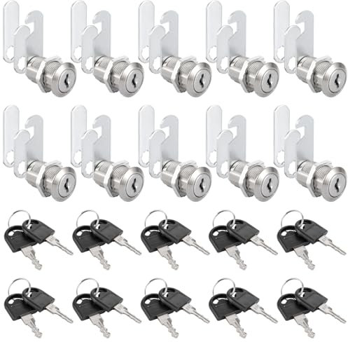 SENENQU Lot de 10 Serrures Boîte aux Lettres, 20mm Serrure Armoire Metallique, Barillet Boite aux Lettres en Alliage de Zinc avec 16 Clés pour Tiroir, Armoire, Placard, Boîte aux Lettres