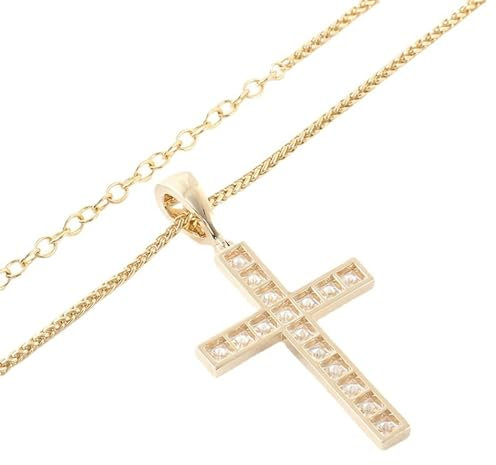KnBoB Gold 750 18 Karat Halskette für Damen, Moissanit Kreuz Echt Gold Edelstein Anhänger Halskette Schmuck 45 CM