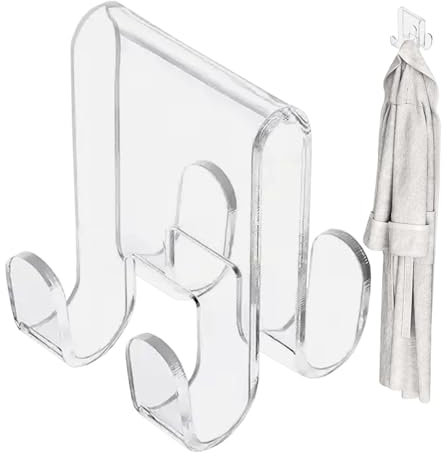 Shower Towel Holder - Extended Suction Cup Door Hook Acrylic Towel for Bathrobes and Wipes, Transparent, 8 x 4.1 x 4.9