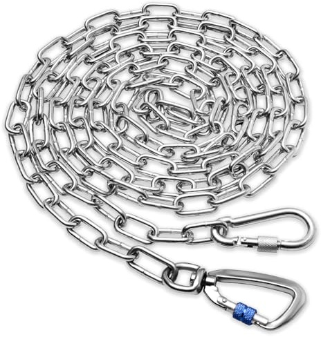 Robuste Hundekette für den Garten, 7,6 m Lange Metallkette, kaufest, Lange Leine für draußen mit starkem Drehhaken, Outdoor-Läufer für Camping, Auslegekabel für mittelgroße und große Hunde bis zu 68