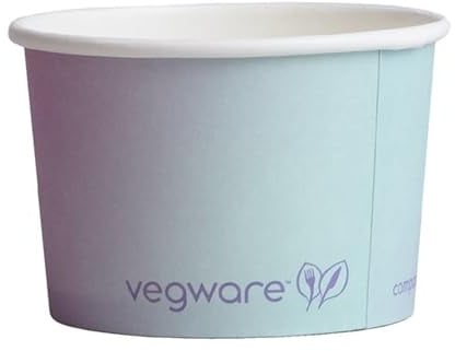 Vegware Single Scoop Ice Cream Pot Tutti Frutti (Pack 1000) | Sustainably sourced paperboard with plant-based PLA lining prevents leaks; fully commercially compostable after use.