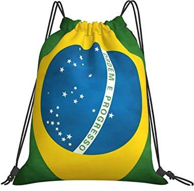 Klapprucksack Brasilien Flagge Beutel Gemustert Gym Bag Outdoor Sportarten Turnbeutel Mit Kordelzug Für Outdoor, Jungen, Kinder, 36X42Cm