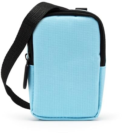Zink Soft Camera Case Small Instant Print Camera & Printer Bag w/Photo Paper Pocket, Zipper Closure & Crossbody Shoulder Strap (Blue) for Kodak, Lifeprint, Polaroid, HP, Canon, Fujifilm