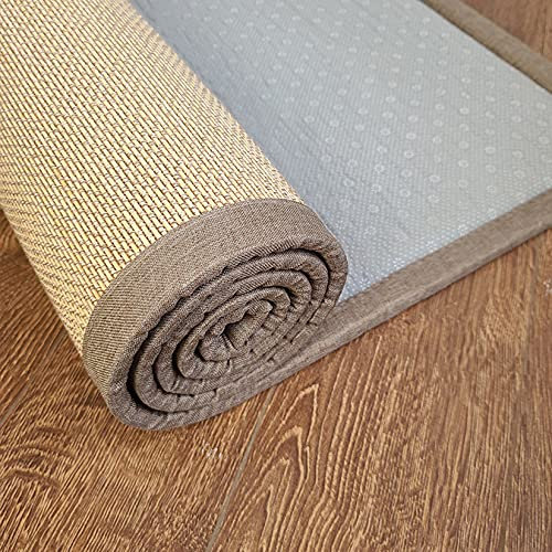 Großer Bambus-Teppich für Flur, Wohnzimmer, Schlafzimmer, dick und widerstandsfähig, für den Sommer, Zuhause, Holzfarbe, 100 x 200 cm