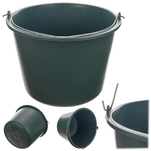 KADAX Baueimer 12L, Mörteleimer aus Kunststoff mit Griff, Eimer, Zementeimer, Mörtelkübel, Putzeimer, Wassereimer, Garteneimer, Kunststoff-Eimer (Grün, 1 Stück)