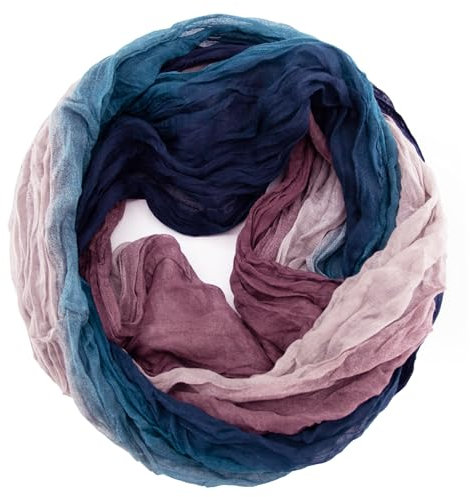 Gloop Damen Schal leichter Loop schal Schlauchschal Tuch mit Farbverlauf Viele Farben (Dunkelblau-altrosa)